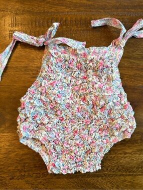 Sal & Pimenta Baby Frilled Swimsuit - Pastel Pink Liberty Cotton